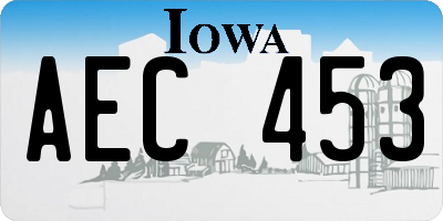 IA license plate AEC453