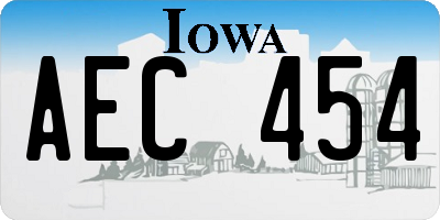 IA license plate AEC454