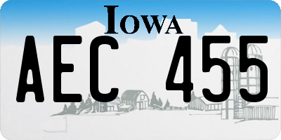 IA license plate AEC455