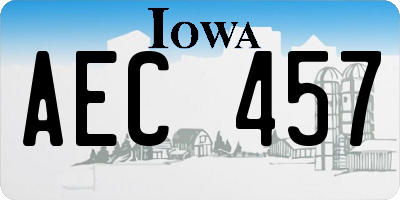 IA license plate AEC457