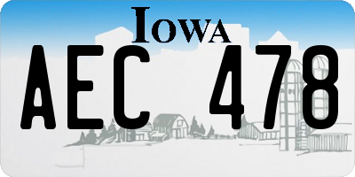 IA license plate AEC478