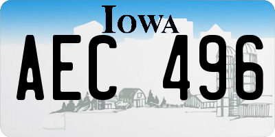 IA license plate AEC496