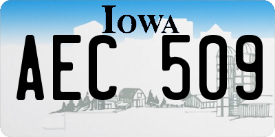 IA license plate AEC509
