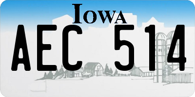 IA license plate AEC514