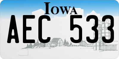 IA license plate AEC533