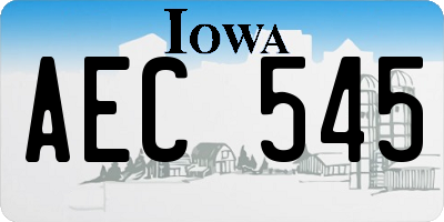 IA license plate AEC545