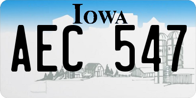 IA license plate AEC547