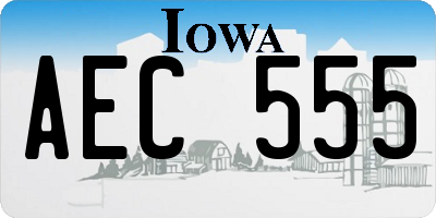 IA license plate AEC555