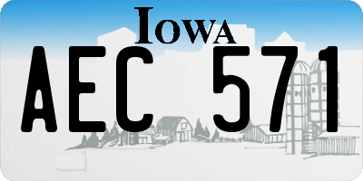 IA license plate AEC571
