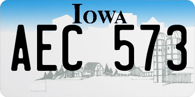 IA license plate AEC573