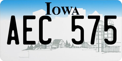 IA license plate AEC575