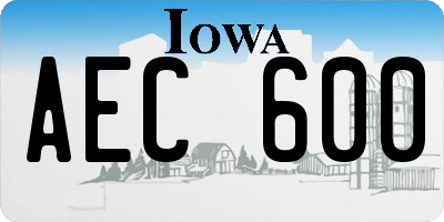 IA license plate AEC600