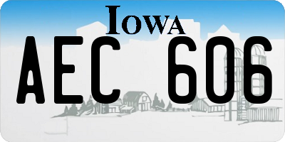 IA license plate AEC606