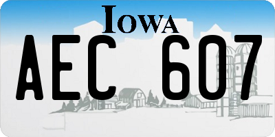 IA license plate AEC607
