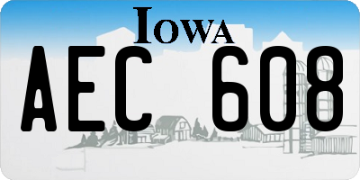 IA license plate AEC608