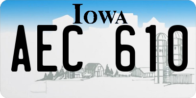 IA license plate AEC610