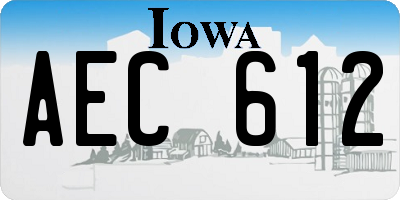 IA license plate AEC612