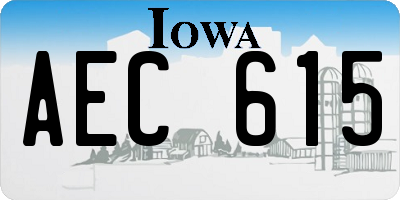 IA license plate AEC615