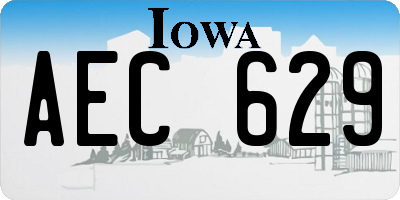 IA license plate AEC629