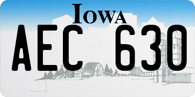 IA license plate AEC630