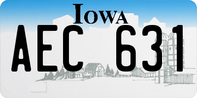 IA license plate AEC631