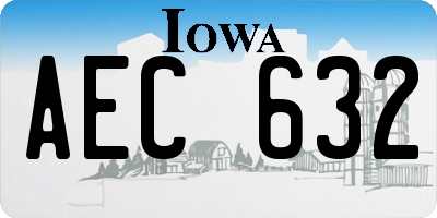 IA license plate AEC632