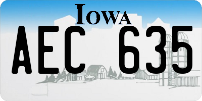 IA license plate AEC635