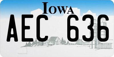 IA license plate AEC636
