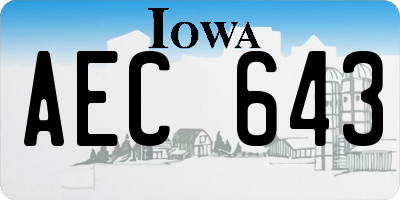 IA license plate AEC643