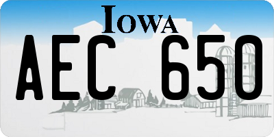 IA license plate AEC650