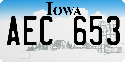 IA license plate AEC653