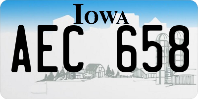 IA license plate AEC658
