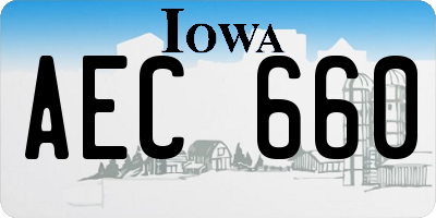 IA license plate AEC660