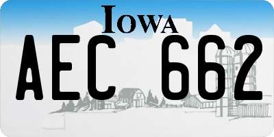 IA license plate AEC662