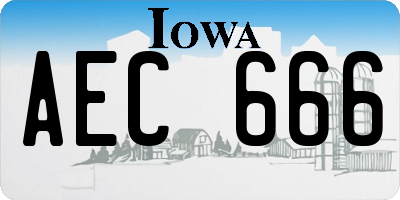 IA license plate AEC666