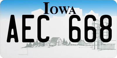 IA license plate AEC668