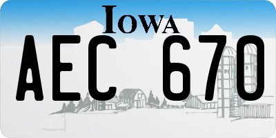 IA license plate AEC670