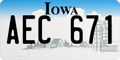 IA license plate AEC671
