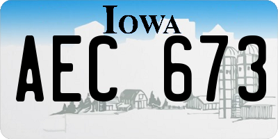 IA license plate AEC673