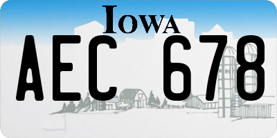 IA license plate AEC678