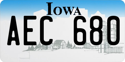 IA license plate AEC680