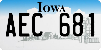 IA license plate AEC681