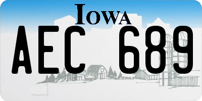 IA license plate AEC689