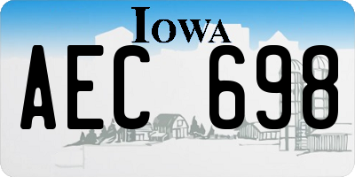 IA license plate AEC698