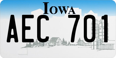 IA license plate AEC701