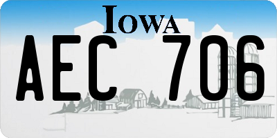 IA license plate AEC706