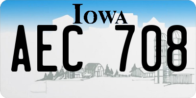 IA license plate AEC708