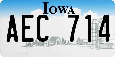 IA license plate AEC714