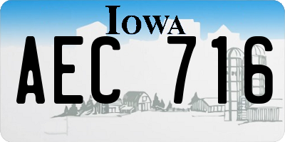 IA license plate AEC716
