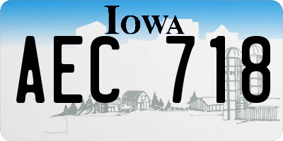 IA license plate AEC718